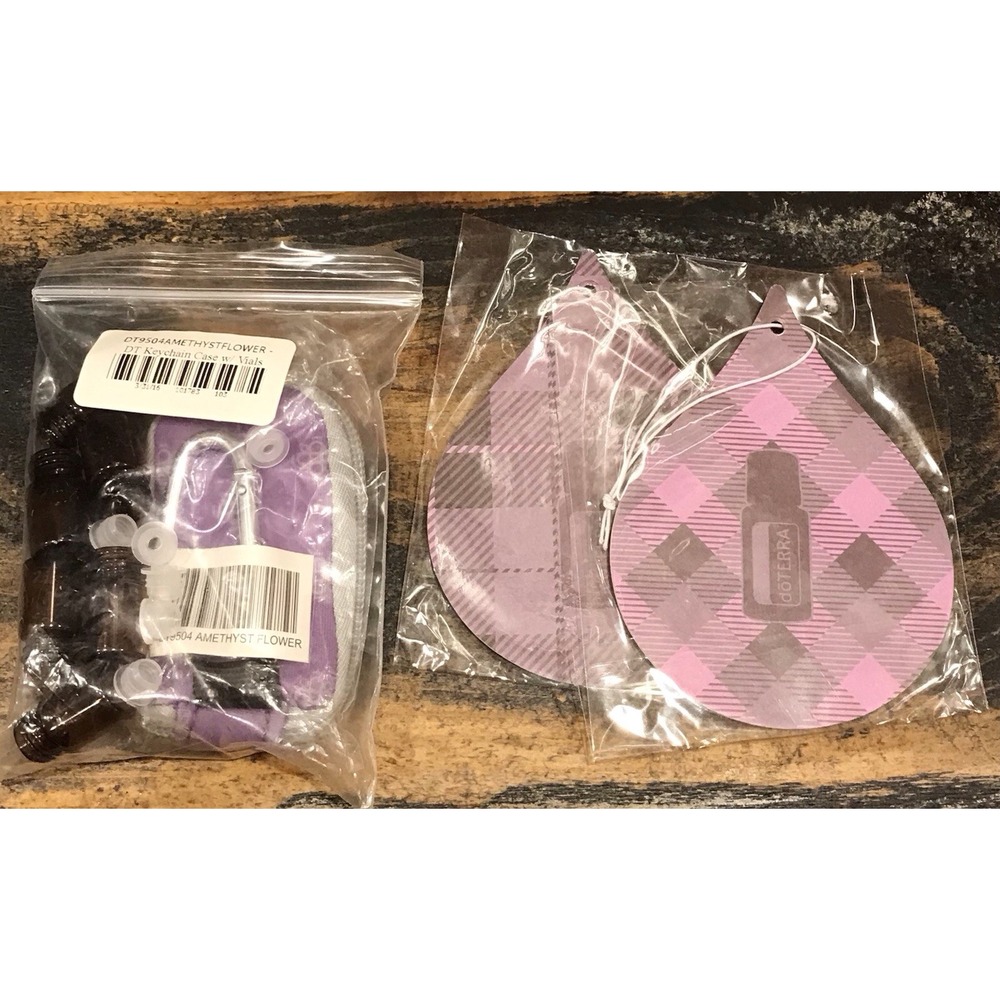 New DOTERRA Essential Oil Keychain Pouch Case 8 Vials & 2 New Air Freshners